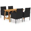 vidaXL Ensemble de salle à manger de jardin 5 pcs Noir