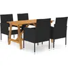 vidaXL Ensemble de salle à manger de jardin 5 pcs Noir