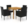 vidaXL Ensemble de salle à manger de jardin 5 pcs Noir