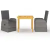 vidaXL Ensemble de salle à manger de jardin 3 pcs Gris
