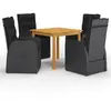 vidaXL Ensemble de salle à manger de jardin 5 pcs Noir