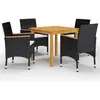 vidaXL Ensemble de salle à manger de jardin 5 pcs Noir