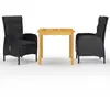 vidaXL Ensemble de salle à manger de jardin 3 pcs Noir