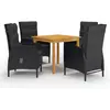 vidaXL Ensemble de salle à manger de jardin 5 pcs Noir