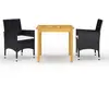 vidaXL Ensemble de salle à manger de jardin 3 pcs Noir