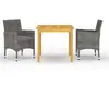 vidaXL Ensemble de salle à manger de jardin 3 pcs Gris