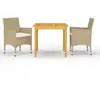 vidaXL Ensemble de salle à manger de jardin 3 pcs Beige