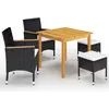 vidaXL Ensemble de salle à manger de jardin 5 pcs Noir