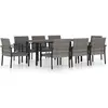 vidaXL Ensemble de salle à manger de jardin 9 pcs Résine tressée Gris