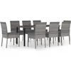 vidaXL Ensemble de salle à manger de jardin 9 pcs Résine tressée Gris