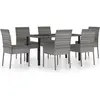 vidaXL Ensemble de salle à manger de jardin 7 pcs Résine tressée Gris