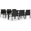 vidaXL Ensemble de salle à manger de jardin 7 pcs Résine tressée Noir