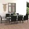 vidaXL Ensemble de salle à manger de jardin 9 pcs Résine tressée Noir