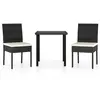 vidaXL Ensemble de salle à manger de jardin 3 pcs Résine tressée Noir