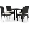 vidaXL Ensemble de salle à manger de jardin 5 pcs Résine tressée Noir