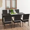 vidaXL Ensemble de salle à manger de jardin 7 pcs Résine tressée Noir