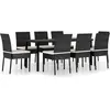 vidaXL Ensemble de salle à manger de jardin 9 pcs Résine tressée Noir