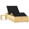 vidaXL Chaise longue de jardin avec table et coussin Pin imprégné