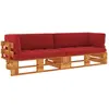 vidaXL Canapé palette 2 places et coussins Pin imprégné de marron miel