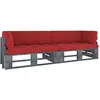 vidaXL Canapé palette 2 places avec coussins Pin imprégné de gris