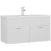 vidaXL Armoire d'évier avec lavabo intégré Blanc brillant Aggloméré