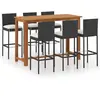vidaXL Ensemble de bar de jardin avec coussins 7 pcs Noir