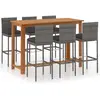 vidaXL Ensemble de bar de jardin avec coussins 7 pcs Gris