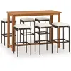 vidaXL Ensemble de bar de jardin avec coussins 7 pcs Marron