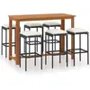 vidaXL Ensemble de bar de jardin avec coussins 7 pcs Noir
