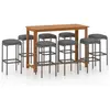vidaXL Ensemble de bar de jardin avec coussins 9 pcs Gris