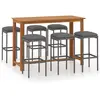 vidaXL Ensemble de bar de jardin avec coussins 7 pcs Gris