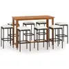 vidaXL Ensemble de bar de jardin avec coussins 9 pcs Marron