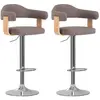 vidaXL Tabourets de bar lot de 2 taupe bois courbé et tissu