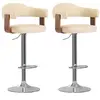 vidaXL Tabourets de bar lot de 2 crème bois courbé et similicuir