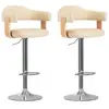 vidaXL Tabourets de bar lot de 2 crème bois courbé et similicuir