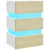 vidaXL Table de chevet à LED Blanc et chêne sonoma 45x35x67 cm