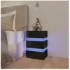 vidaXL Table de chevet à LED noir brillant 45x35x67 cm bois ingénierie