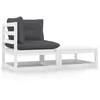 vidaXL Salon de jardin 2 pcs avec coussins Blanc Bois de pin massif