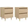 vidaXL Tables de chevet pieds en pin 2 pcs Chêne sonoma 40x35x50 cm