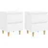 vidaXL Tables de chevet avec pieds en pin 2 pcs Blanc 40x35x50 cm