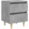 vidaXL Table de chevet avec pieds en pin Gris béton 40x35x50 cm