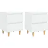 vidaXL Tables de chevet pieds en pin 2 pcs Blanc brillant 40x35x50 cm