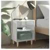 vidaXL Tables de chevet pieds en bois 2 pcs Blanc brillant 40x30x50 cm