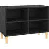 vidaXL Meuble TV avec pieds en bois massif Noir 69,5x30x50 cm