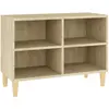 vidaXL Meuble TV avec pieds en bois massif Chêne sonoma 69,5x30x50 cm