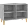 vidaXL Meuble TV avec pieds en bois massif Gris béton 69,5x30x50 cm
