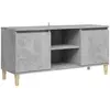 vidaXL Meuble TV avec pieds en bois massif Gris béton 103,5x35x50 cm