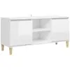 vidaXL Meuble TV avec pieds en bois Blanc brillant 103,5x35x50 cm