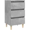 vidaXL Table de chevet avec pieds en bois solide Gris béton 40x35x69cm