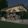 vidaXL Tonnelle avec double toit et lumières LED 3x4 m Blanc